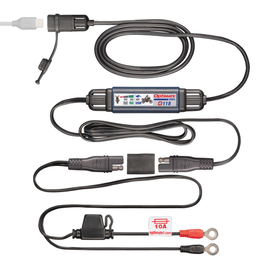 Optimate USB O-118, Smart in-line 3300mA Motorcycle USB-C Charger, with Standby Mode and Vehicle Battery Monitor - TecMate USA - View 2