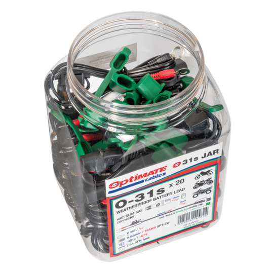 OptiMate O-31s x20 Slim SAE Heavy Duty Weatherproof Premium Battery Lead Bulk Pack (20-Count) with M6 Ringlets for Powersport Batteries - TecMate USA - View 2