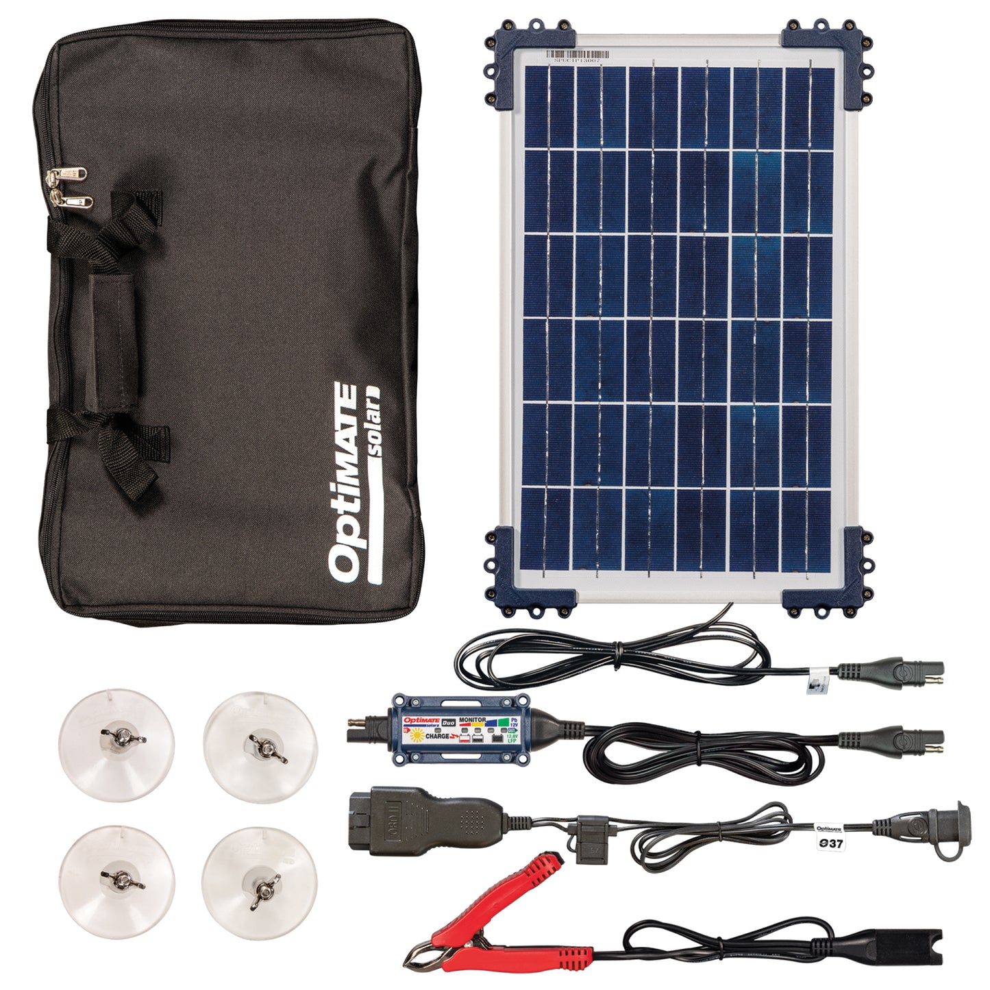 OptiMate Solar DUO 10W Car Kit – Smart Solar Battery Charger & Maintenance 12V with OBDII Adapter – Safe Battery Maintenance for Car, Motorhome, ATV, Motor & Jet Ski – Water Resistant System - Tecmate USA