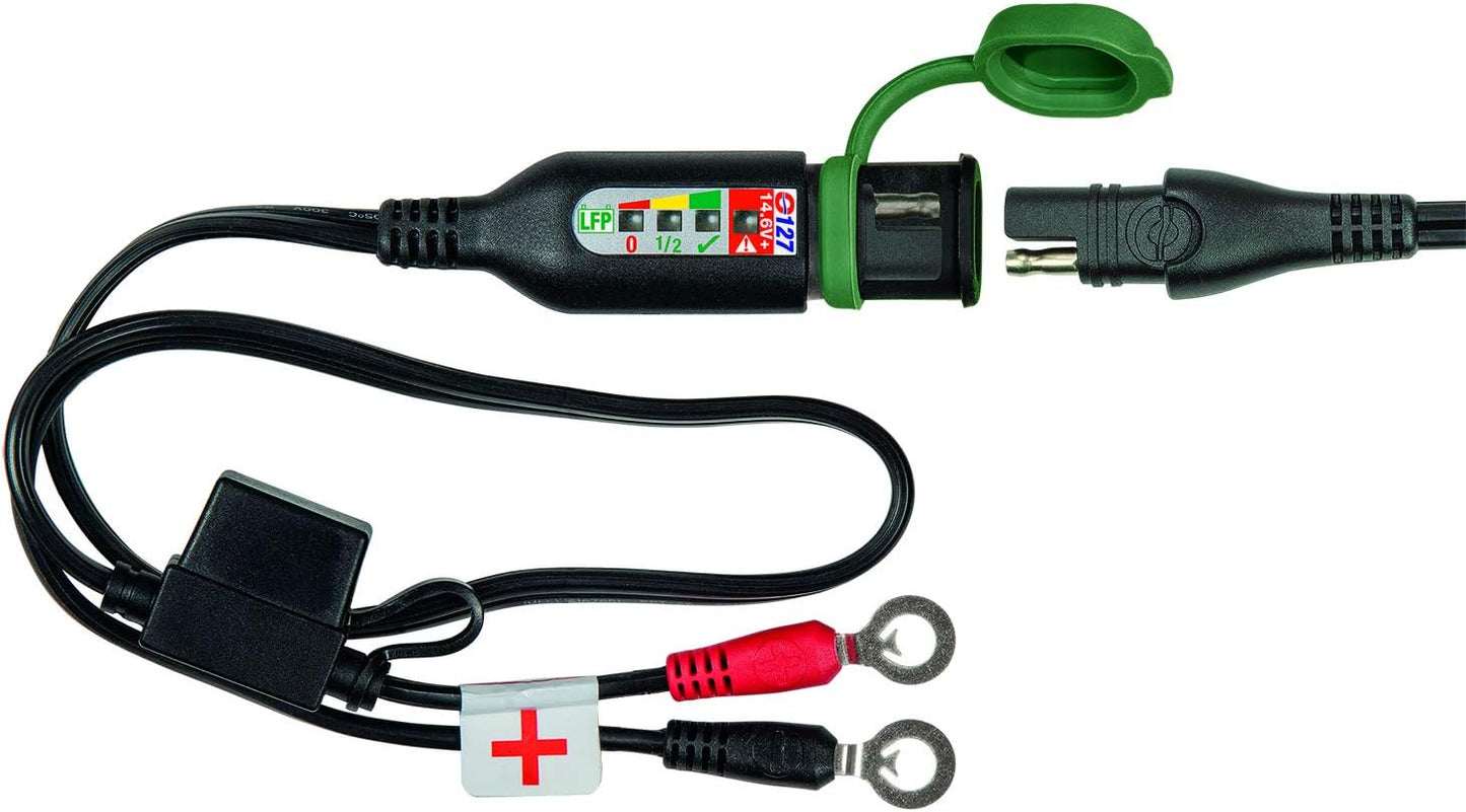 OptiMATE MONITOR O-127JAR Permanent Power Sport Battery Lead With Integrated Battery Status/Charge System Monitor For 12.8/13.2V Lithium - TecMate USA - View 2 - View 3 - View 4 - View 5