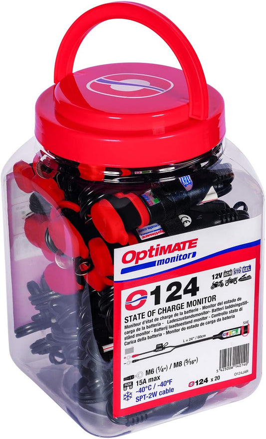 Optimate Monitor O-124JAR Permanent Power Sport Battery Lead with Integrated Battery Status/Charge System Monitor for 12V Lead-Acid - TecMate USA