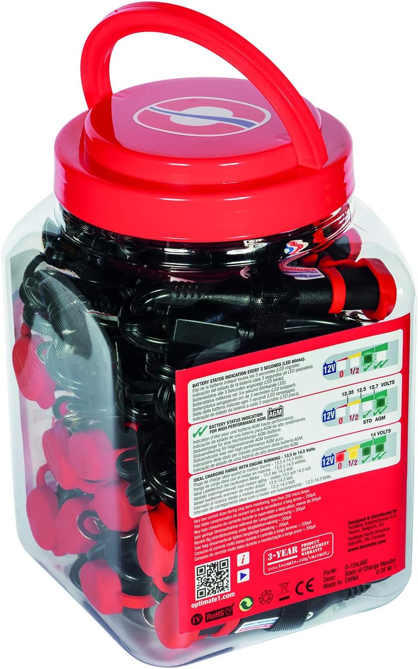 Optimate Monitor O-124JAR Permanent Power Sport Battery Lead with Integrated Battery Status/Charge System Monitor for 12V Lead-Acid - TecMate USA - View 2