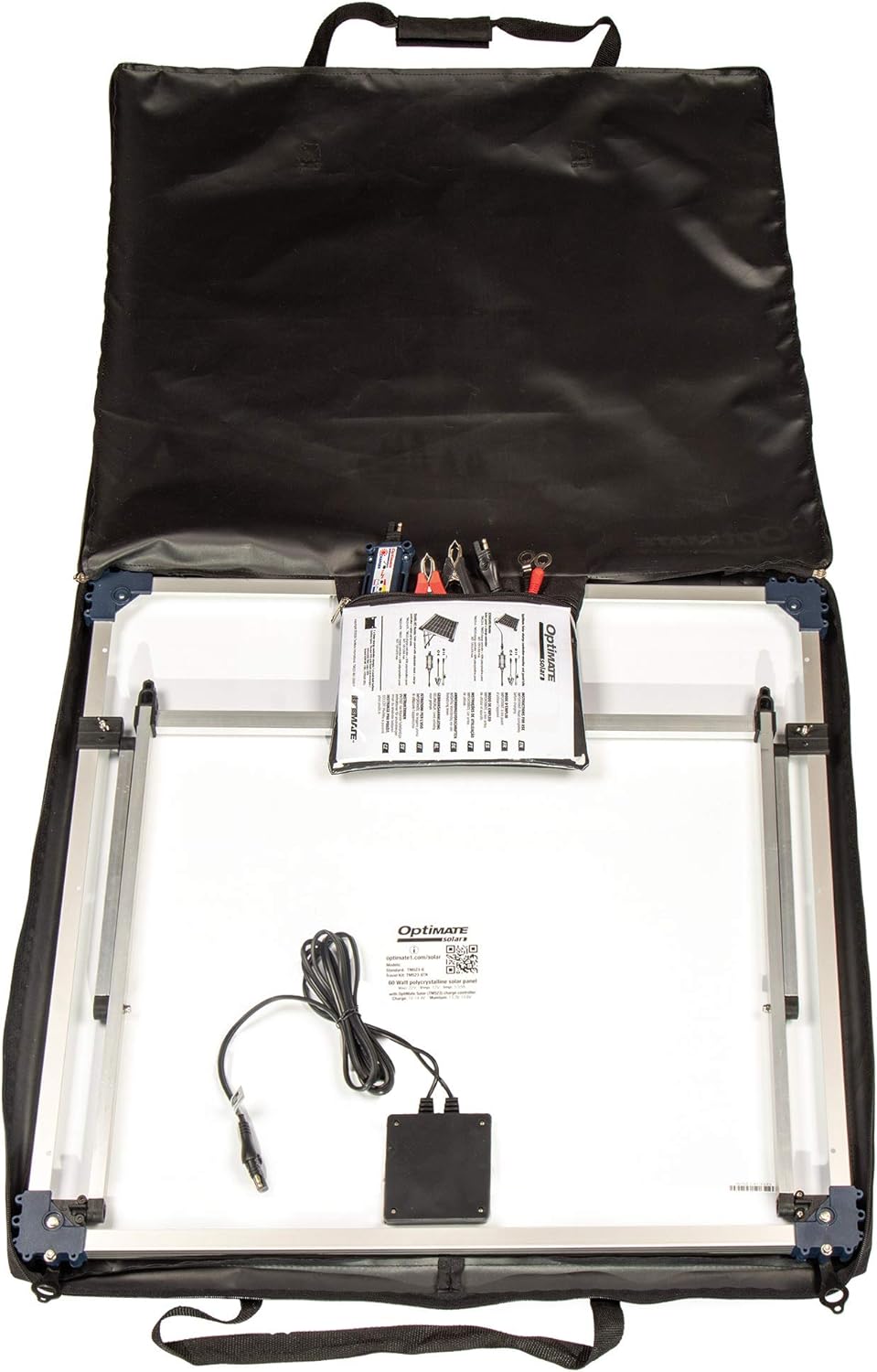 OptiMate Solar 60W Smart 12V 5A Charger & Maintainer Travel Kit – All-Weather Off-Grid Battery Care for Camping, RV, Marine & Outdoor Use - TecMate USA - View 2 - View 3
