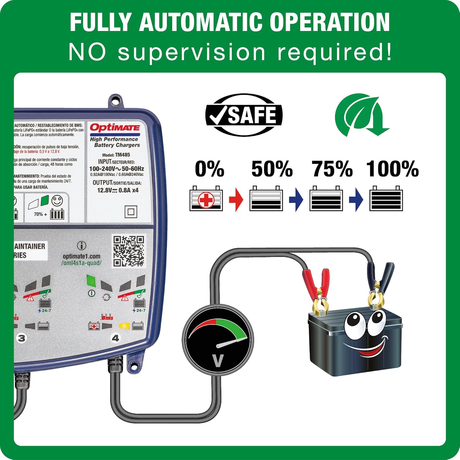 OptiMate Lithium 4s Quad Bank 0.8A, The Expert Battery Saving Charger for 12.8/13.2V Lithium Motorcycle and Powersport Batteries - TecMate USA - View 2 - View 3 - View 4 - View 5 - View 6 - View 7