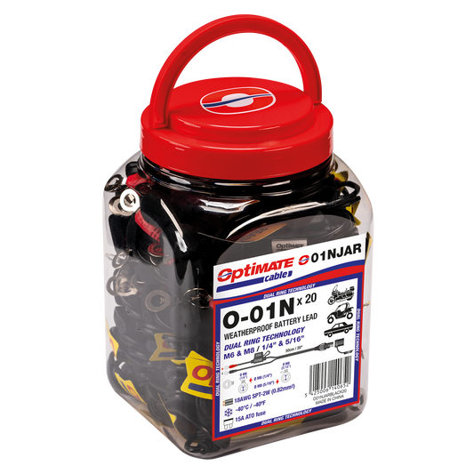 OptiMate Cable O-01NJAR Weatherproof Premium Battery Lead with M6 Ringlets for Powersport Batteries - TecMate USA