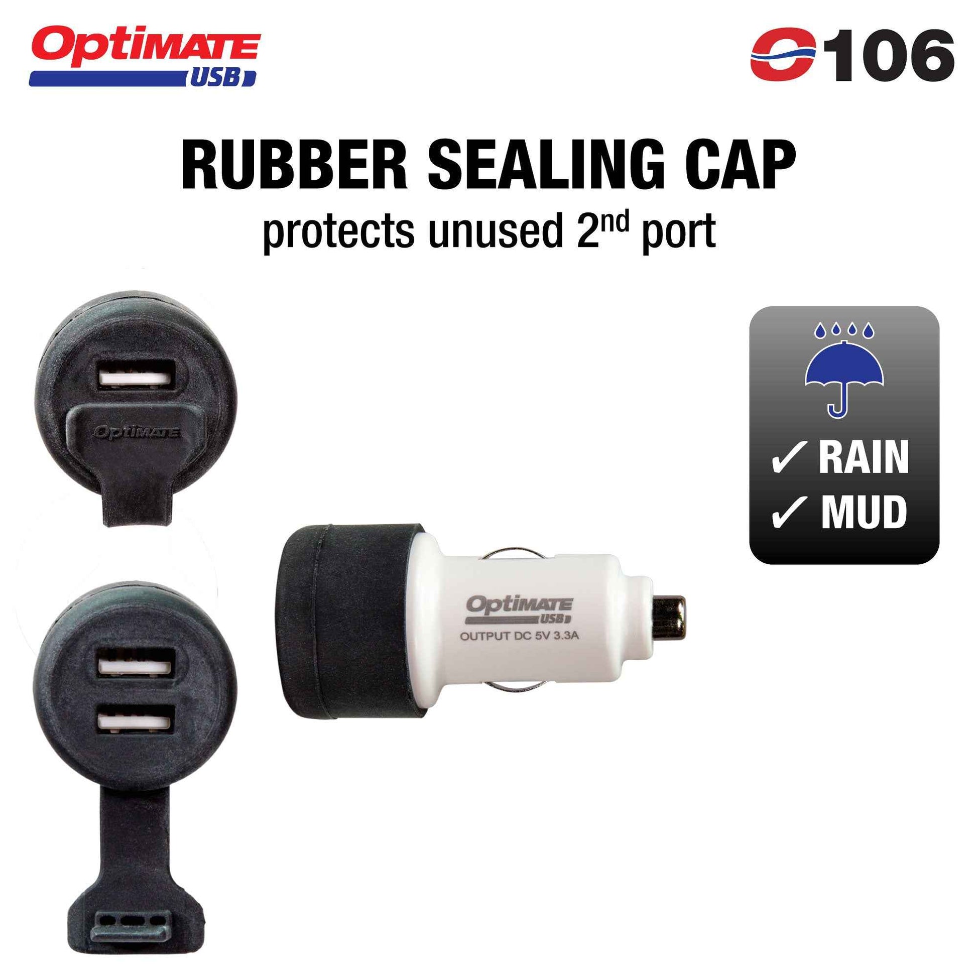 OptiMate Dual USB Charger for 12V Cigarette Sockets (3300mA) - USB O-106