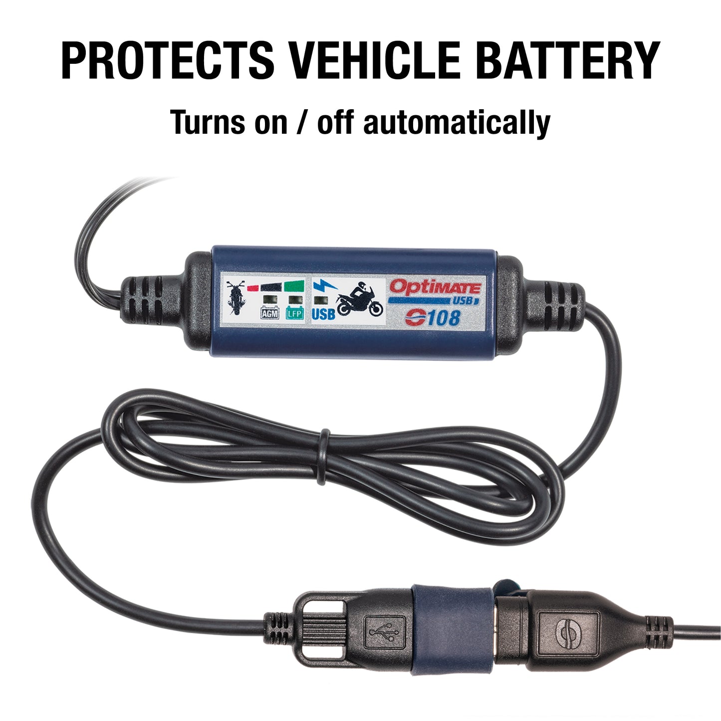 OptiMate Smart In-Line SAE USB Charger (3300mA, 150 cm Cable) - USB O-108v2 - Tecmate USA