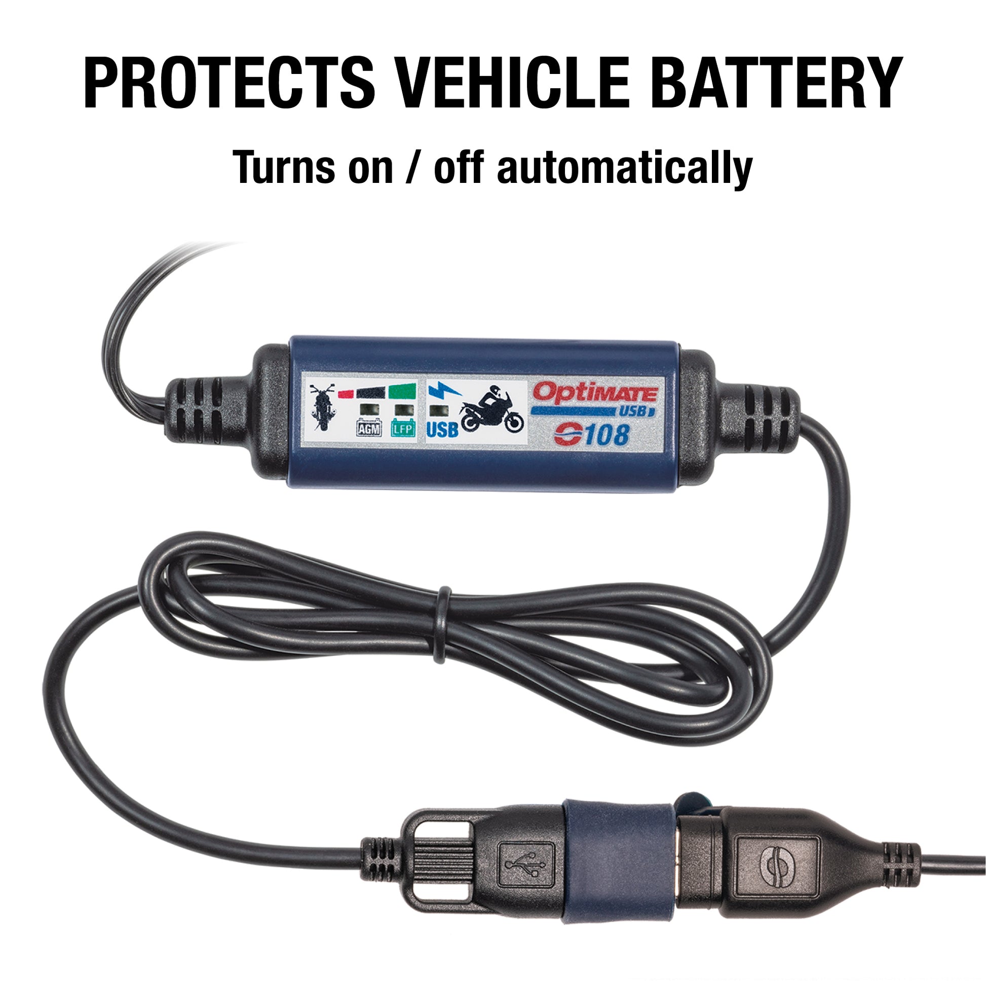 OptiMate Smart In-Line SAE USB Charger (3300mA, 150 cm Cable) - USB O-108v2 - Tecmate USA