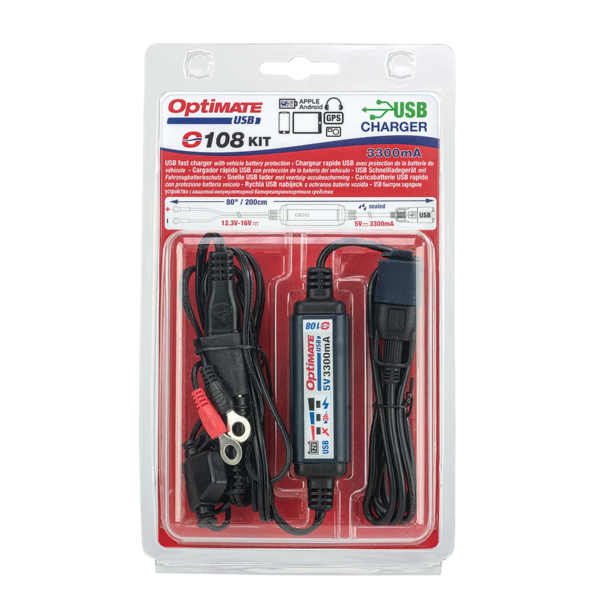 Optimate USB O-108 KIT, Smart 3300mA in-Line USB Charger with Sleep Mode and Vehicle Battery Controller. - TecMate USA - View 2 - View 3 - View 4