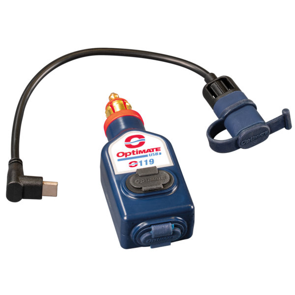 OptiMate USB O-119 Weatherproof 3300mA Dual USB-A & USB-C Smart Charger with Standard 2-Pin SAE Quick-Connect for Motorcycles, ATVs, and Side-by-Sides - TecMate USA - View 2 - View 3