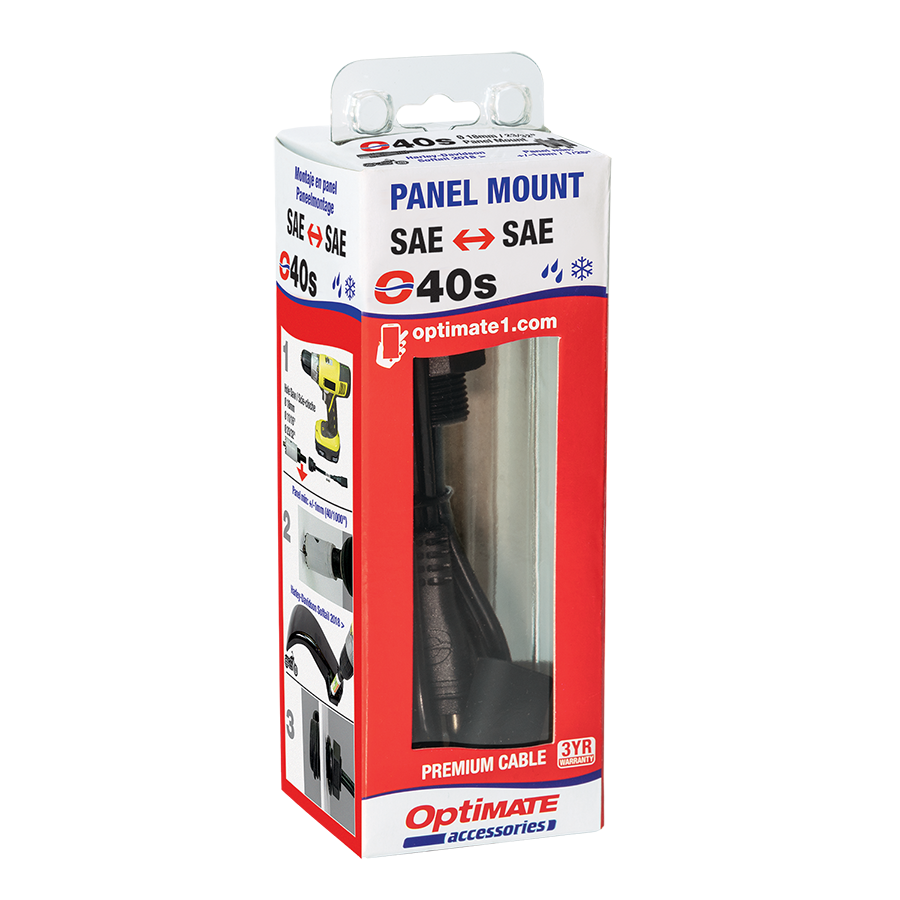 OptiMate CABLE O-40s Weatherproof SAE socket, panel mount - TecMate USA - View 2 - View 3 - View 4 - View 5