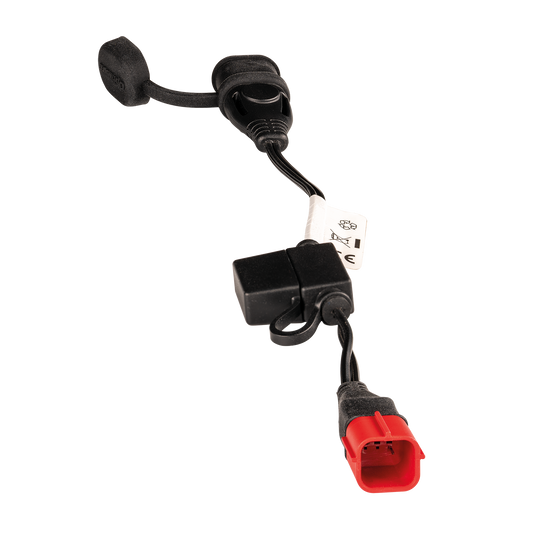 OptiMate O-77 Heavy Duty Weatherproof EURO5 6-Pin Diagnostic Port to Standard 2-Pin SAE Battery Charge Adapter Cable for Modern European Motorcycles - TecMate USA