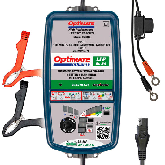 OptiMate Lithium LFP 8s5A : LITHIUM series 25.6 V 5A LiFePO₄ Lithium Battery Saver, Charger, Tester & Maintainer
