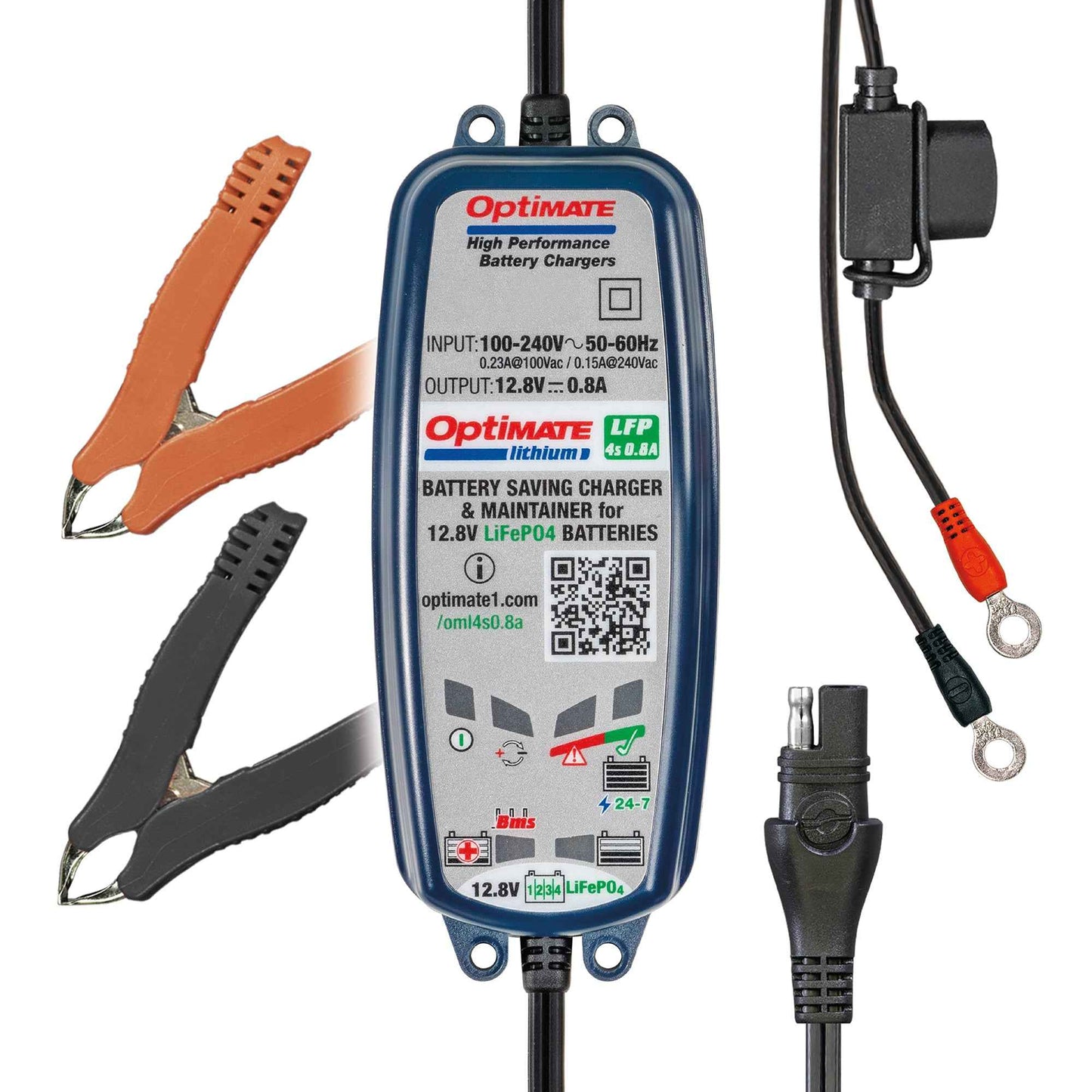 OptiMate Lithium LFP 4s1A: LITHIUM series 12.8 V 0.8A LiFePO₄ Lithium Battery Saver, Charger, Tester & Maintainer