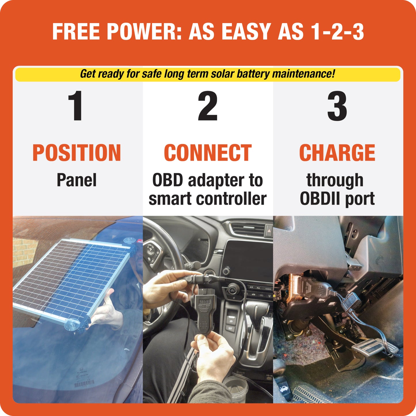 OptiMate Solar DUO 10W Car Kit – Smart Solar Battery Charger & Maintenance 12V with OBDII Adapter – Safe Battery Maintenance for Car, Motorhome, ATV, Motor & Jet Ski – Water Resistant System - Tecmate USA