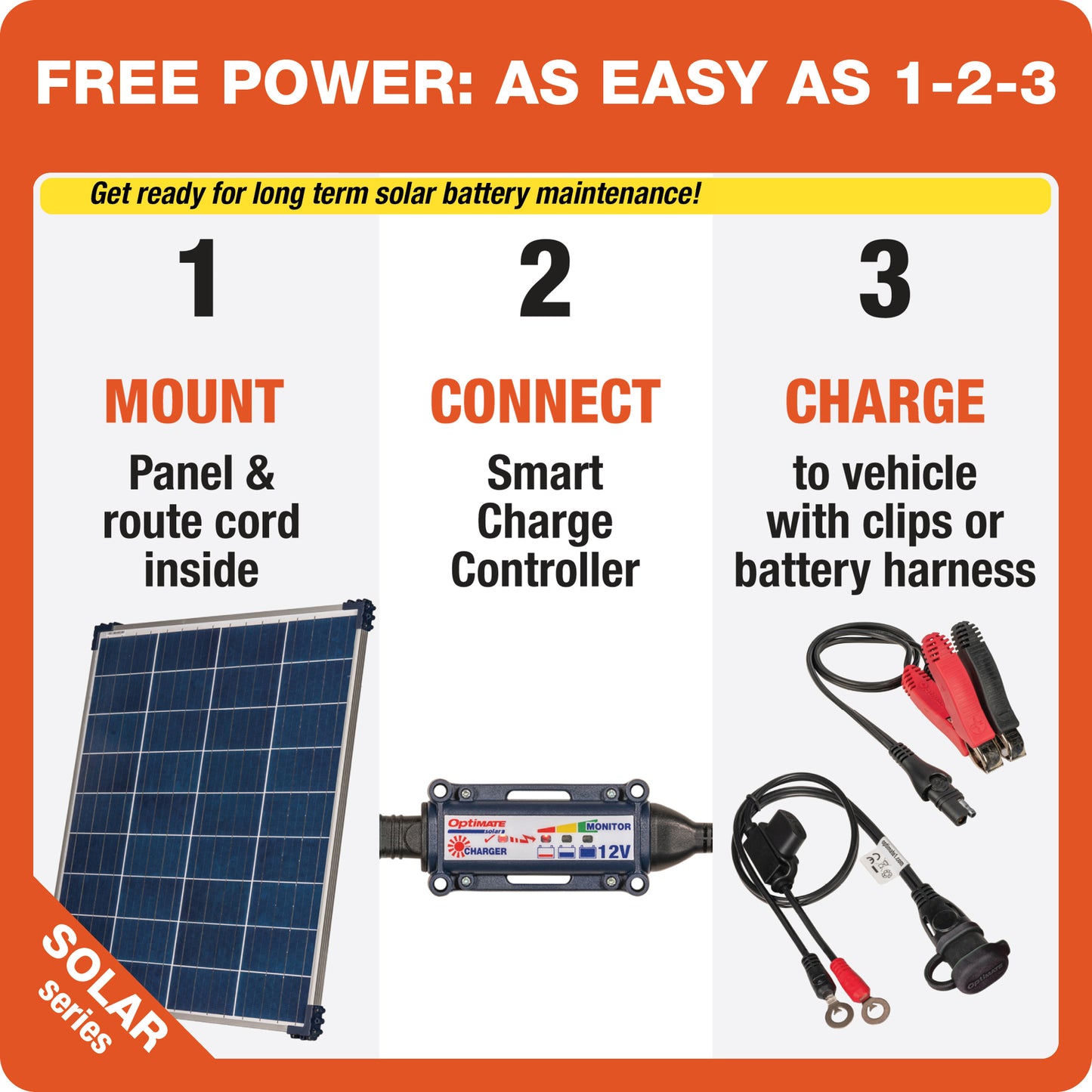 OptiMate Solar TM523-8: OFF-GRID series 80W Solar 12V lead-acid Battery Charger & Maintainer