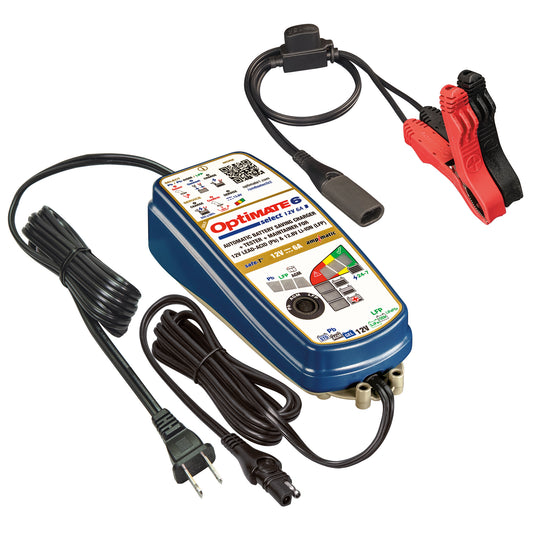 OptiMate6 Select v2 Gold Series: 6A 12V Automatic Battery Saving Charger, Tester & 24-7 Maintainer with Ampmatic & Temp Regulated smart Control & Lead-Acid, AGM & Lithium Battery Modes & Service Mode