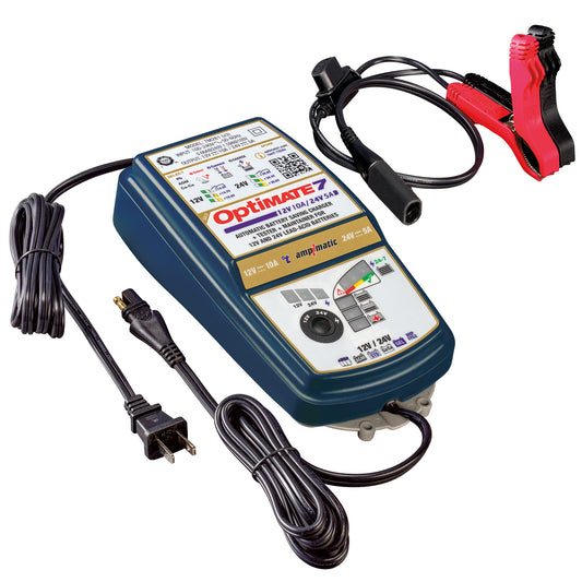 OptiMate 7 12-24V : GOLD series 12V 10A / 24V 5A lead-acid battery saver, charger, tester & maintainer