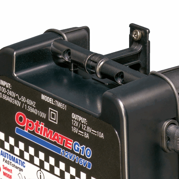 OptiMate G10 12V/16V, the Most Advanced 'Racing' Battery Charger for 12V & 16V AGM Lead-Acid and 12.8V/13.2V & 16V LFP Lithium-ion Batteries. - TecMate USA - View 2 - View 3 - View 4