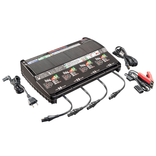 OptiMate PRO-4 DUO- 12V 5A automatic diagnostic battery charger for 4 x 12V Pb lead-acid (STD, AGM, GEL) and/or 12.8V LFP lithium - TecMate USA - View 2