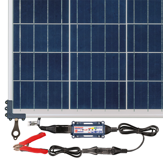 OptiMate Solar DUO TM523-8TK: OFF-GRID series 80W 12V lead-acid battery charger Travel / Camping Kit