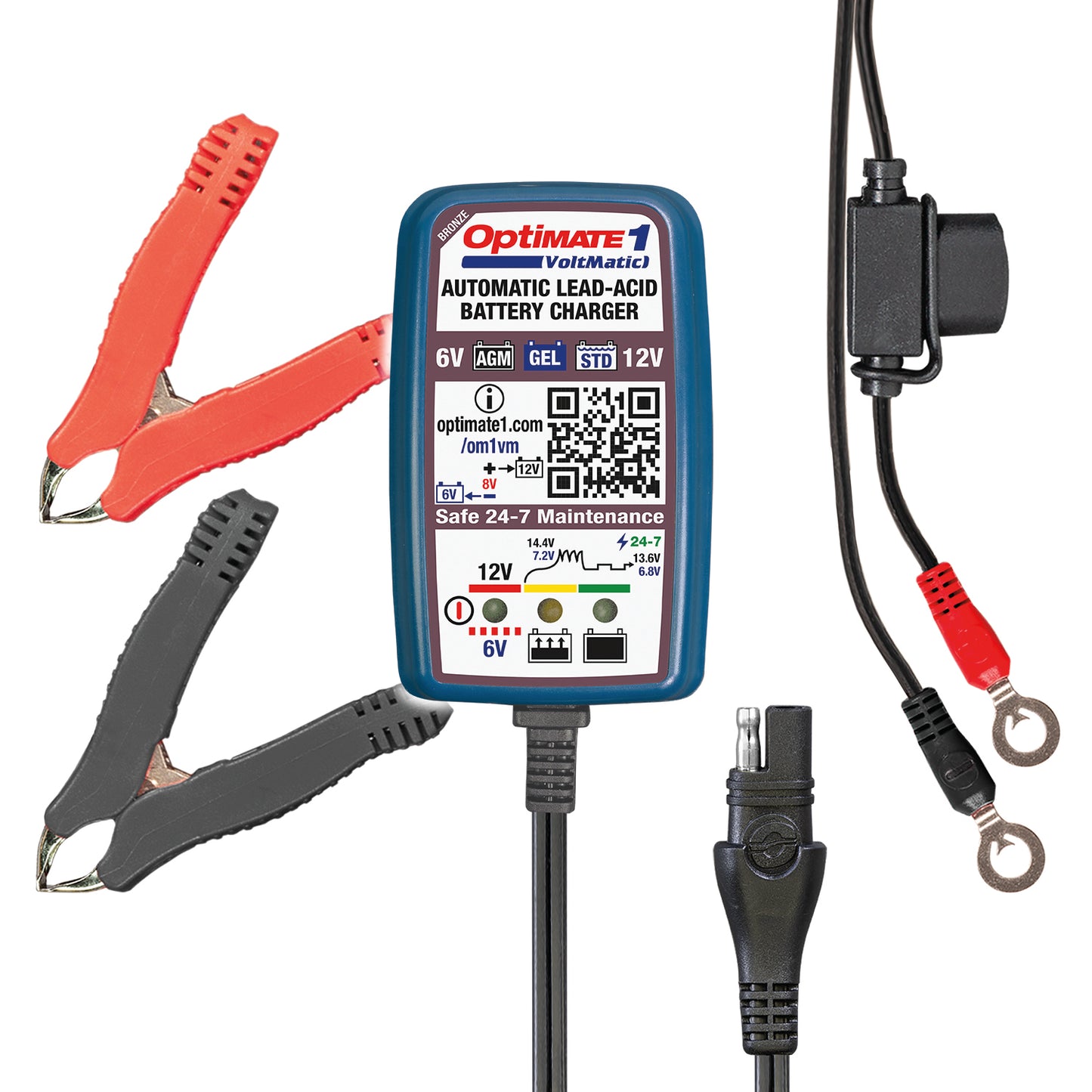 OptiMate 1 DUO : BRONZE series 12V 0.6A lead-acid & lithium motorcycle battery charger & maintainer