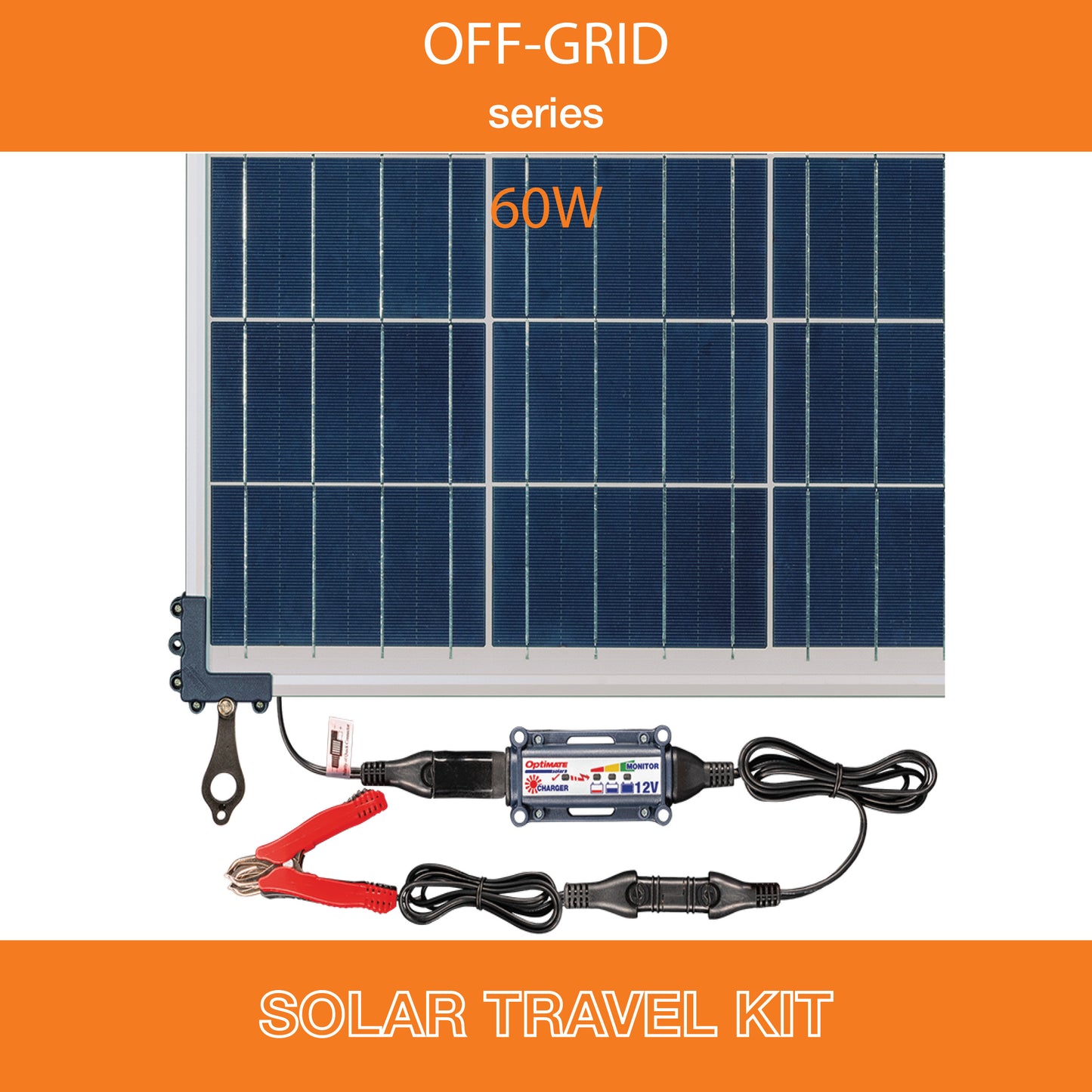 OptiMate Solar 60W Smart 12V 5A Charger & Maintainer Travel Kit – All-Weather Off-Grid Battery Care for Camping, RV, Marine & Outdoor Use