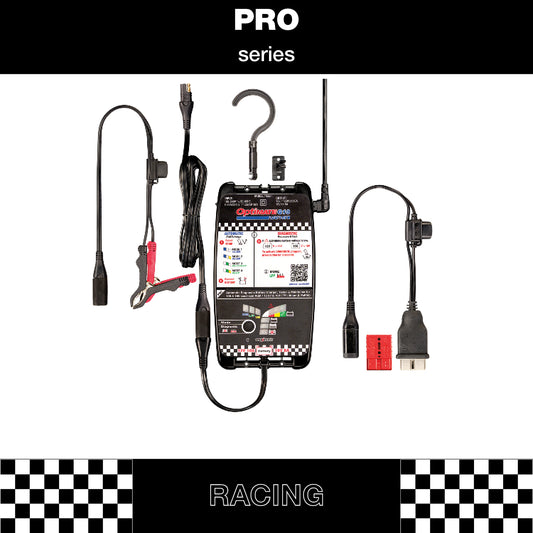 OptiMate G10 12V/16V, the Most Advanced 'Racing' Battery Charger for 12V & 16V AGM Lead-Acid and 12.8V/13.2V & 16V LFP Lithium-ion Batteries.