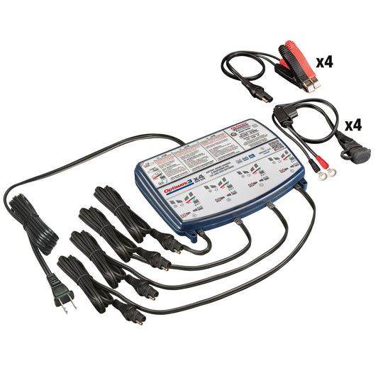 OptiMate3 0.8A x4 Bank, Smart Quad-Bank Battery Saving Charger for 12V Lead-acid Motorcycle and Powersport Batteries TM-455