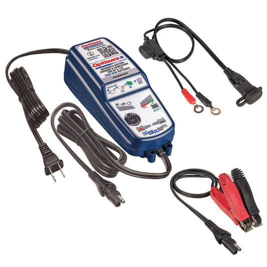 OptiMate 5 Select: SILVER series 6V 4A / 12V 3A lead-acid battery saver, charger, tester & maintainer