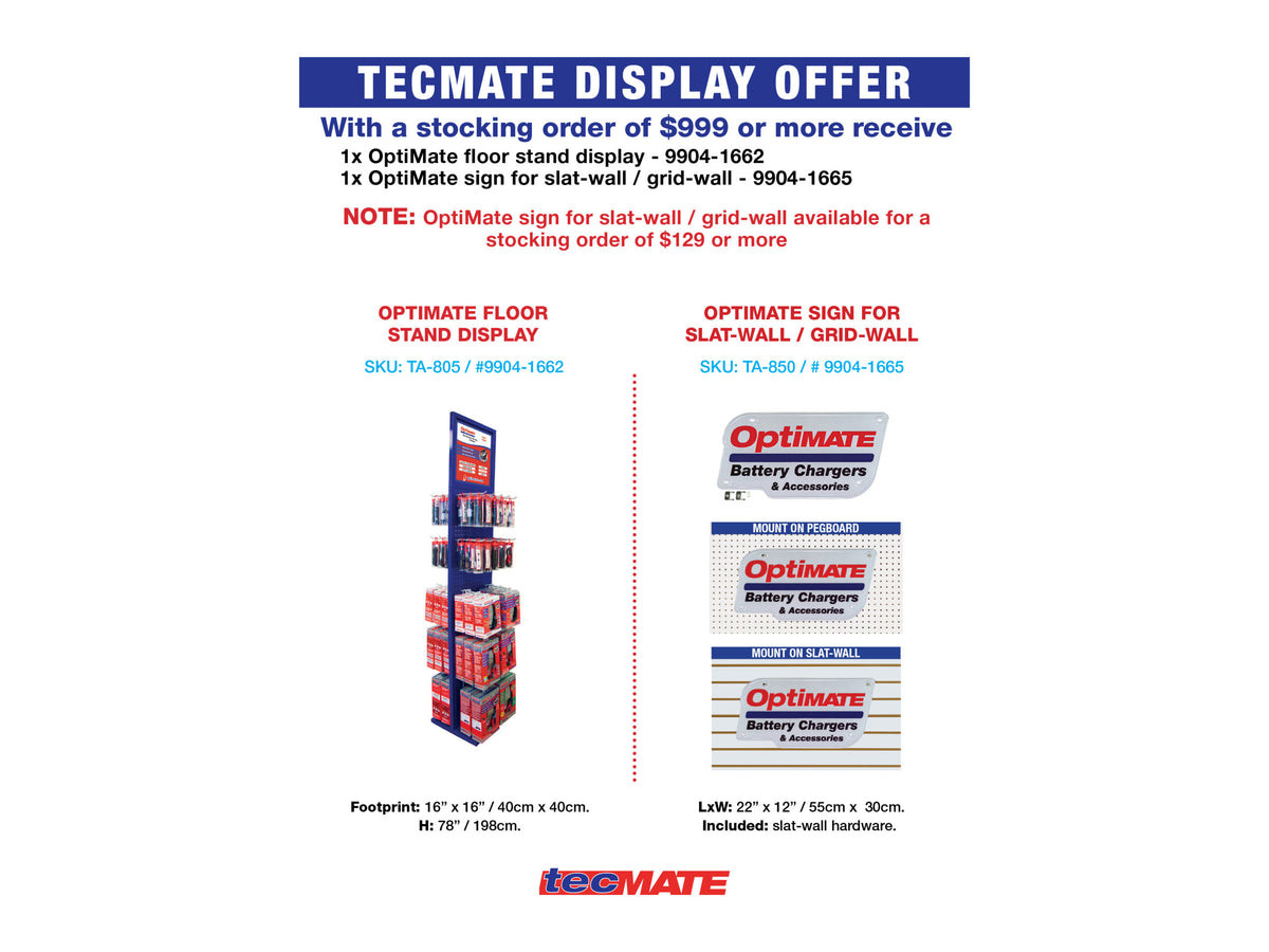 TecMate OptiMate retail display offer